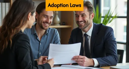 Dutch legal advisor with couple in law office