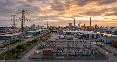 Industrial park with a closed distribution system