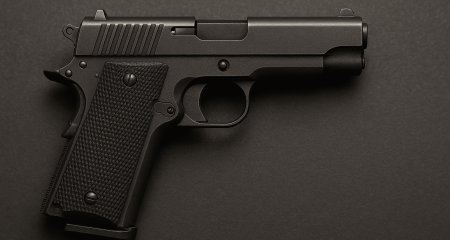 Black handgun on dark background