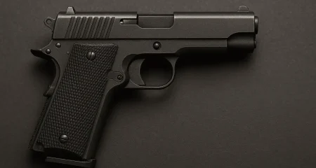 Black handgun on dark background