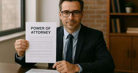 Man holding power of attorney document.