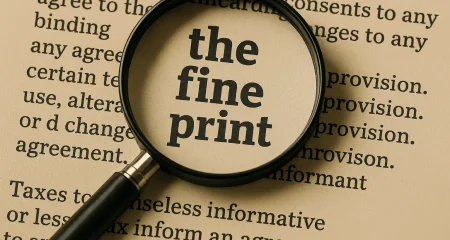 Magnifying glass over fine print